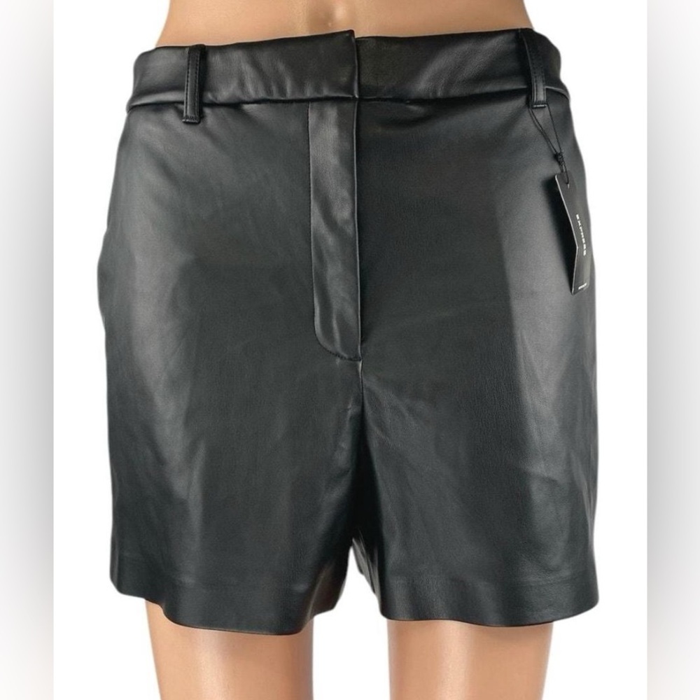 Express‎ Black Faux Leather Dress Shorts